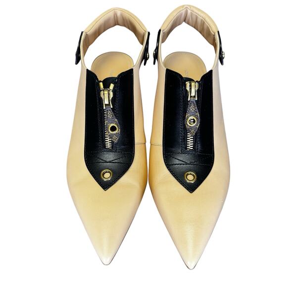 NEW Louis Vuitton Cream Black Calf Leather Allure Slingback Pump Womens 39 - Picture 1 of 11